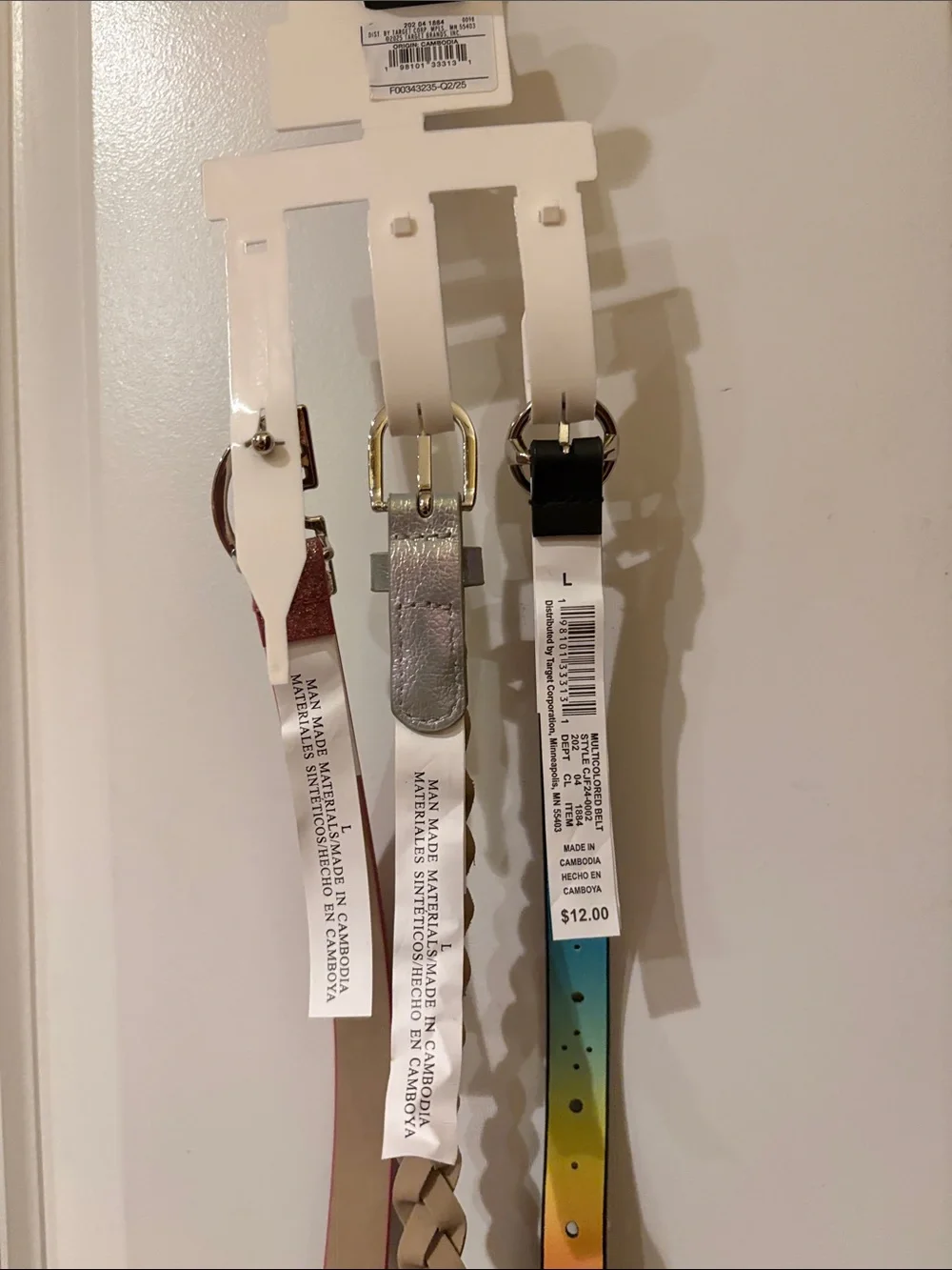 Cat & Jack Black, Silver & Pink Belt Trio NWT sku TR104
